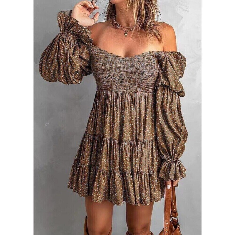 BOHO Solid Ruffle Dress - Picture 2 of 2